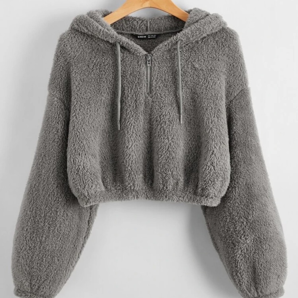 Cropped Sherpa Hoodie